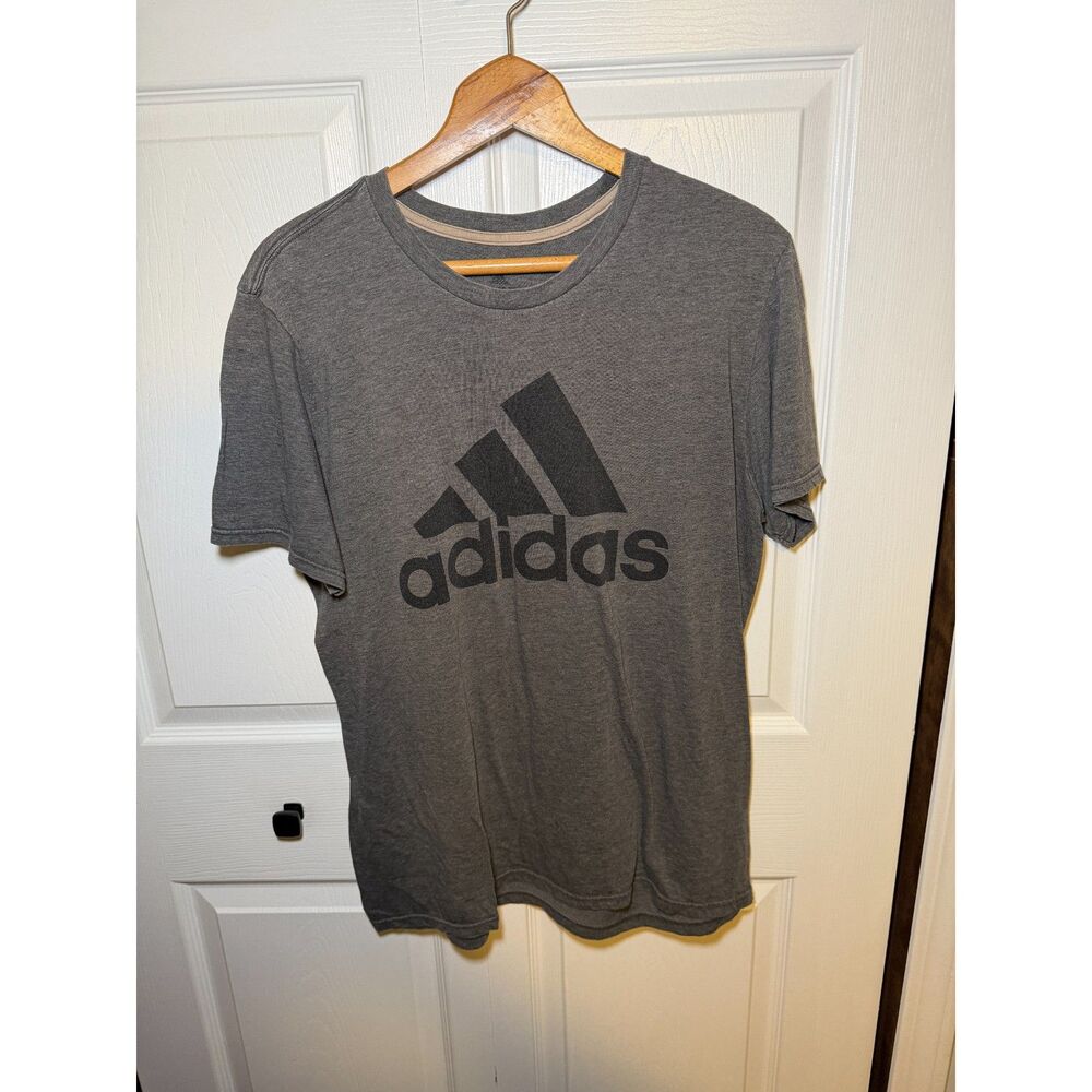 Adidas Gray Logo Athletic T-Shirt Men's Large